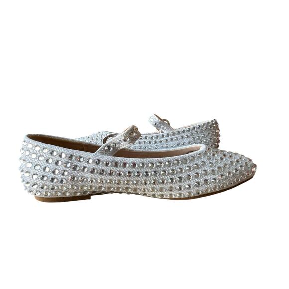 Chase & Chloe Mary Jane Ballet Flats Shoes Size 7.5 Silver Glitter Holidays NWT - Picture 2 of 11